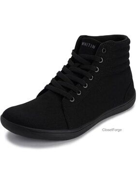 Wide High-Top Canvas Barefoot Sneakers Minimalist Zero Drop Lace-Up